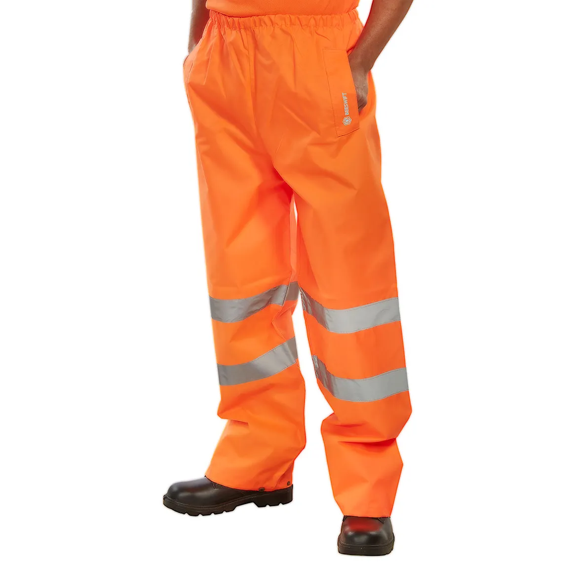 Beeswift Hi-Vis Padded Thermal Lined Rain Trousers — Orange